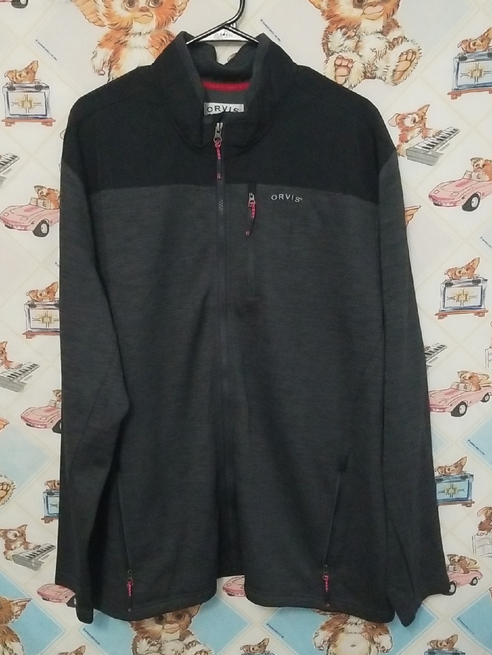 Orvis XXL Bonded Mesh Full Zip Jacket Black/Gray